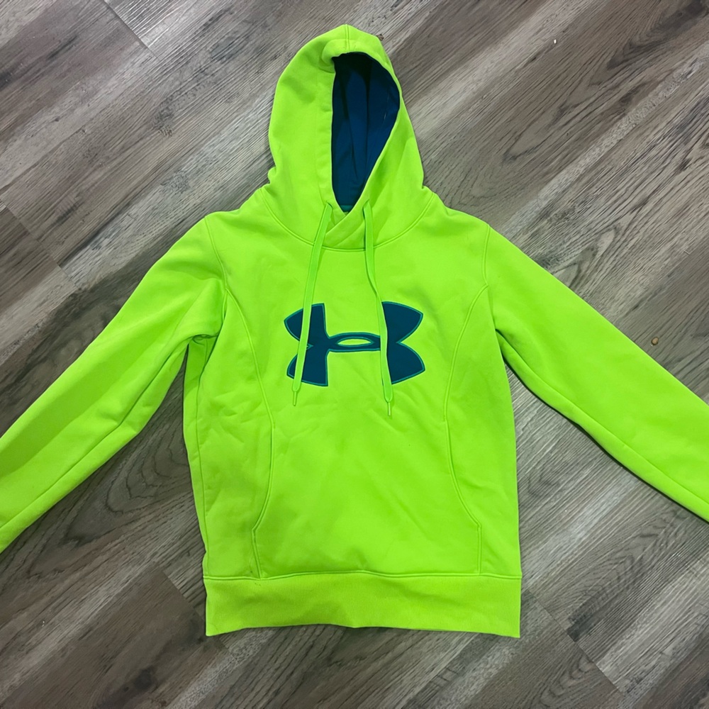 Under Armour Neon Green Hoodie with Blue Accents